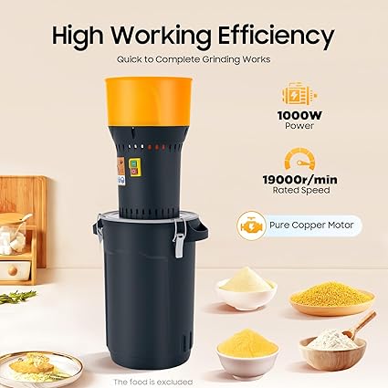 Broyeur de céréales électrique 1000 W, 25 l, broyeur de blé et de riz, broyeur électrique professionnel pour tous les types de céréales 7 Broyeur de céréales électrique 1000 W, 25 l, broyeur de blé et de riz, broyeur électrique professionnel pour tous les types de céréales