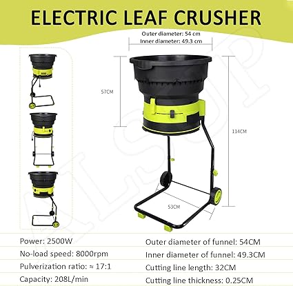 Broyeur De Feuilles Mortes Thermique, Coupe Branche Électrique, Broyeur De Végétaux, 2500W, 8.2KG, Facile À Utiliser 11 Broyeur De Feuilles Mortes Thermique, Coupe Branche Électrique, Broyeur De Végétaux, 2500W, 8.2KG, Facile À Utiliser