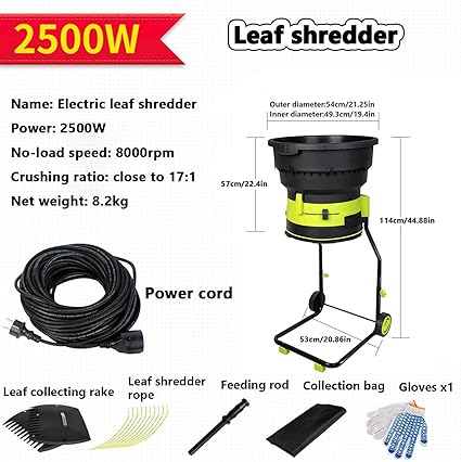Broyeur De Feuilles électrique Filaire, Broyeur De Jardin Portable 2500 W Avec Roues, Broyeurs Et Déchiqueteurs 8000 Tr/Min Avec Sac De Collecte, Diamètre De L’entonnoir 54 Cm,noPowercord 5 Broyeur De Feuilles électrique Filaire, Broyeur De Jardin Portable 2500 W Avec Roues, Broyeurs Et Déchiqueteurs 8000 Tr/Min Avec Sac De Collecte, Diamètre De L'entonnoir 54 Cm,noPowercord