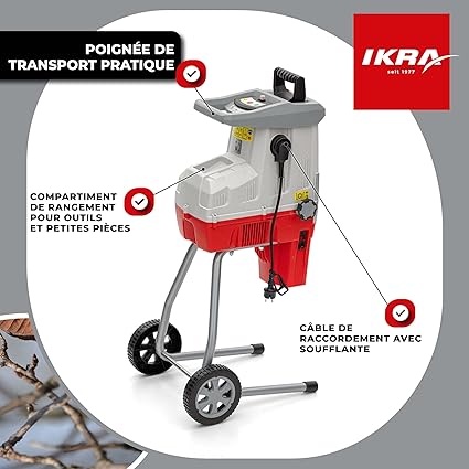 IKRA broyeur électrique ILH 3000 S, puissance 3 000 W, épaisseur de branche jusqu’à 44 mm, incl. sac de collecte 45 l 9 IKRA broyeur électrique ILH 3000 S, puissance 3 000 W, épaisseur de branche jusqu'à 44 mm, incl. sac de collecte 45 l