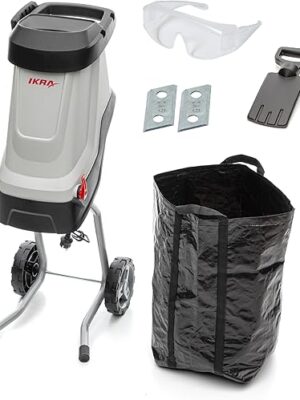 IKRA broyeur de végétaux électrique IMH 2800, sac de ramassage 45l inclus, 2800W, 2x couteaux réversibles de rechange & lunettes de protection inclus IKRA broyeur de végétaux électrique IMH 2800, sac de ramassage 45l inclus, 2800W, 2x couteaux réversibles de rechange & lunettes de protection inclus