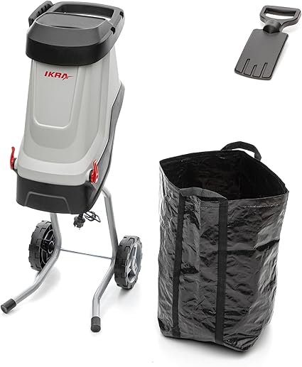 IKRA broyeur de végétaux électrique IMH 2800, sac de ramassage 45l inclus, 2800W, couteaux réversibles à longue durée de vie 3 IKRA broyeur de végétaux électrique IMH 2800, sac de ramassage 45l inclus, 2800W, couteaux réversibles à longue durée de vie