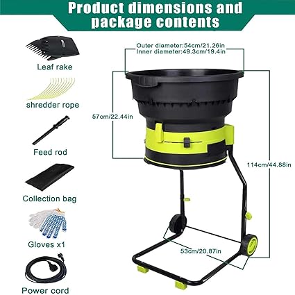 2500w Broyeur à Feuilles électrique Broyeur De Compost Broyeur De Branches Hachoir à Feuilles Broyeur De Feuilles De Jardin,Diamètre De L’entonnoir 54 Cm Pour Nettoyage Cour,noPowercord 15 2500w Broyeur à Feuilles électrique Broyeur De Compost Broyeur De Branches Hachoir à Feuilles Broyeur De Feuilles De Jardin,Diamètre De L'entonnoir 54 Cm Pour Nettoyage Cour,noPowercord