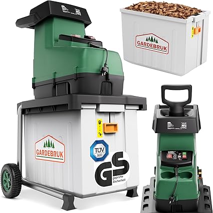 Gardebruk® Plant Shredder and Branches 3100W Branches Max. 45mm Electric Bag 60L Grinder Rotor Roller Silent Shredder Composter Garden 3 Gardebruk® Plant Shredder and Branches 3100W Branches Max. 45mm Electric Bag 60L Grinder Rotor Roller Silent Shredder Composter Garden