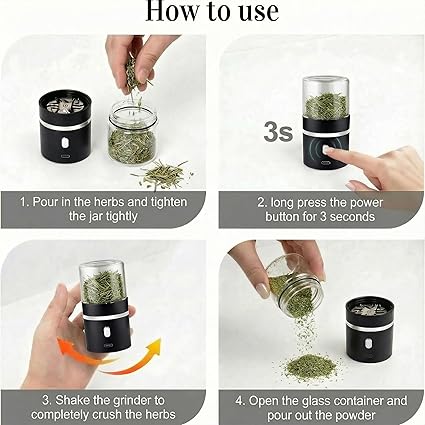 AiTURE Mini broyeur électrique amélioré 400 mAh avec pot de 50 ml, facile à transporter (broyeur) Automatique, Acier inoxydable, Argenté 11 AiTURE Mini broyeur électrique amélioré 400 mAh avec pot de 50 ml, facile à transporter (broyeur) Automatique, Acier inoxydable, Argenté