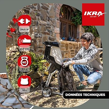 IKRA broyeur de végétaux électrique IMH 2800, sac de ramassage 45l inclus, 2800W, couteaux réversibles à longue durée de vie 11 IKRA broyeur de végétaux électrique IMH 2800, sac de ramassage 45l inclus, 2800W, couteaux réversibles à longue durée de vie