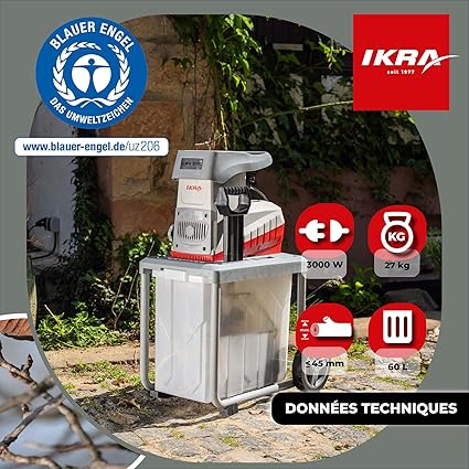 IKRA broyeur silencieux électrique ILWH 3000, diamètre de la branche 45mm, moteur puissant de 3000W 11 IKRA broyeur silencieux électrique ILWH 3000, diamètre de la branche 45mm, moteur puissant de 3000W