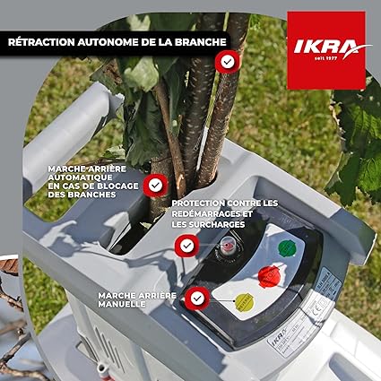 Ikra Broyeur silencieux électrique ILH 3000A, diamètre de la branche 44mm, moteur puissant de 3000W Automatique 5 Ikra Broyeur silencieux électrique ILH 3000A, diamètre de la branche 44mm, moteur puissant de 3000W Automatique