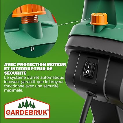 GARDEBRUK® Broyeur de végétaux électrique 2.400W broyeur de Branches Couteau Lame Max. 45mm bac 2X 50L broyeur de Jardin déchiqueteur Bois Compost Jardin 9 GARDEBRUK® Broyeur de végétaux électrique 2.400W broyeur de Branches Couteau Lame Max. 45mm bac 2X 50L broyeur de Jardin déchiqueteur Bois Compost Jardin