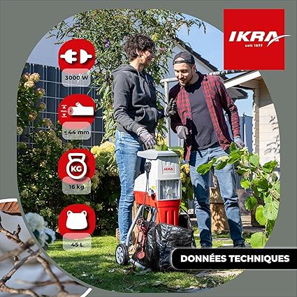 IKRA broyeur électrique ILH 3000 S, puissance 3 000 W, épaisseur de branche jusqu’à 44 mm, incl. sac de collecte 45 l 11 IKRA broyeur électrique ILH 3000 S, puissance 3 000 W, épaisseur de branche jusqu'à 44 mm, incl. sac de collecte 45 l