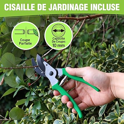 WORKPRO Broyeur de Végétaux Électrique 2500W, Coupe Max Fresh Branches 44 mm, Branches Sèches 30-35 mm, Lames SK5 Double Tranchant, 2 Sacs 45L, Trémie 7L, avec Sécateur et Roues 18 cm 11 WORKPRO Broyeur de Végétaux Électrique 2500W, Coupe Max Fresh Branches 44 mm, Branches Sèches 30-35 mm, Lames SK5 Double Tranchant, 2 Sacs 45L, Trémie 7L, avec Sécateur et Roues 18 cm