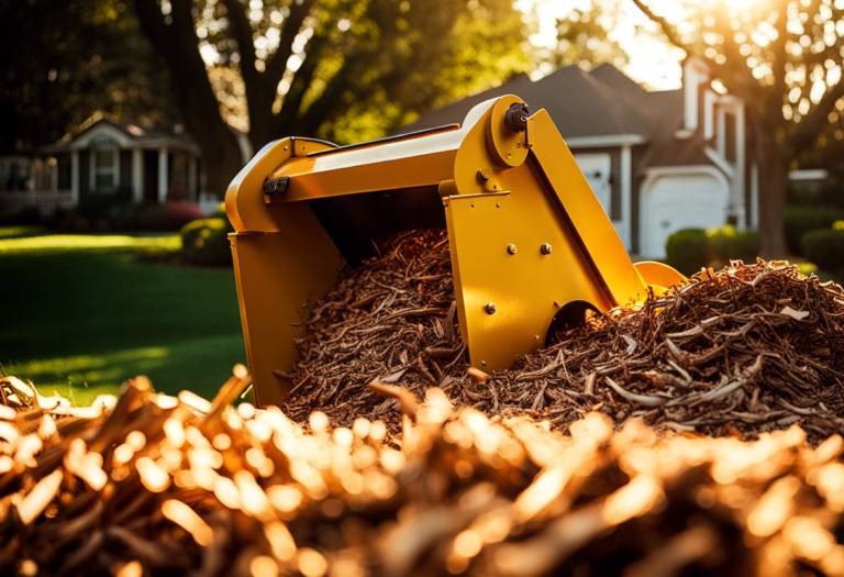 Broyeur de branches en action dans un jardin