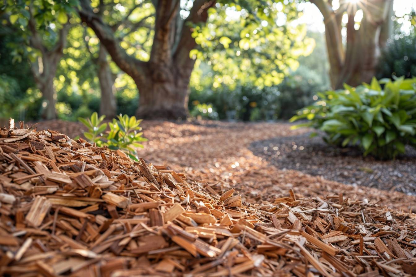 Copeaux de broyat prêts pour un paillage efficace