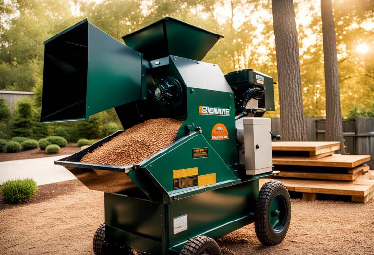 Broyeur de végétaux en action avec précautions prises