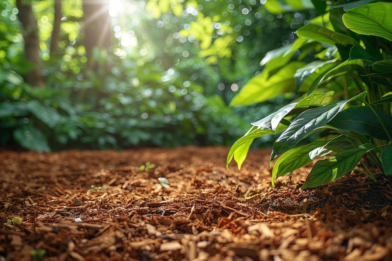 broyat étalé sur sol favorisant la biodiversité jardin