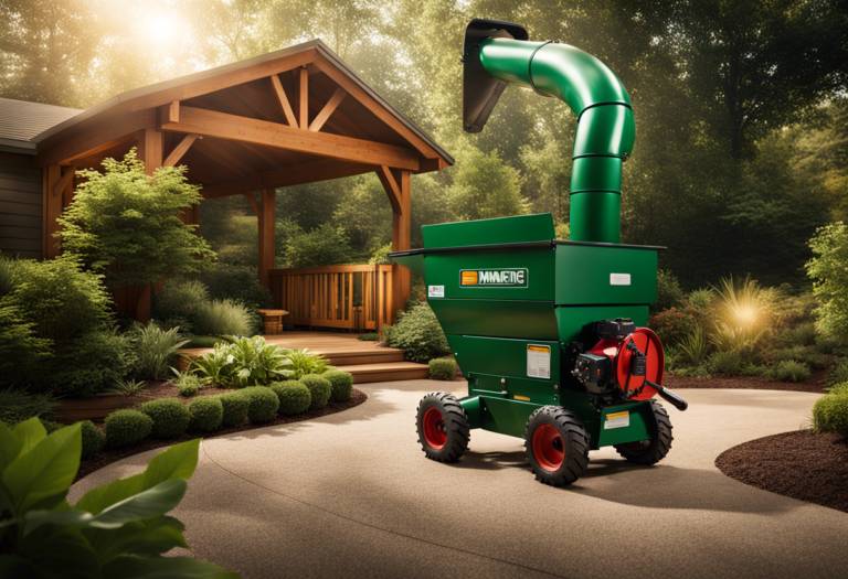 Broyeur de végétaux en action avec des précautions