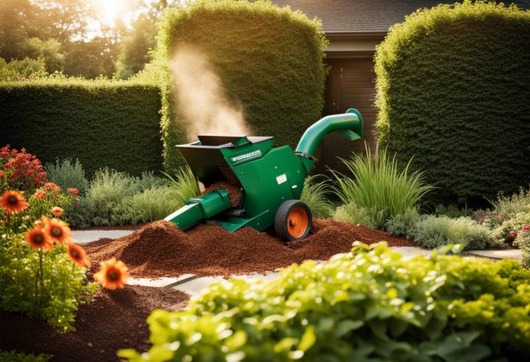 Broyeur de végétaux en action dans un jardin zéro déchet